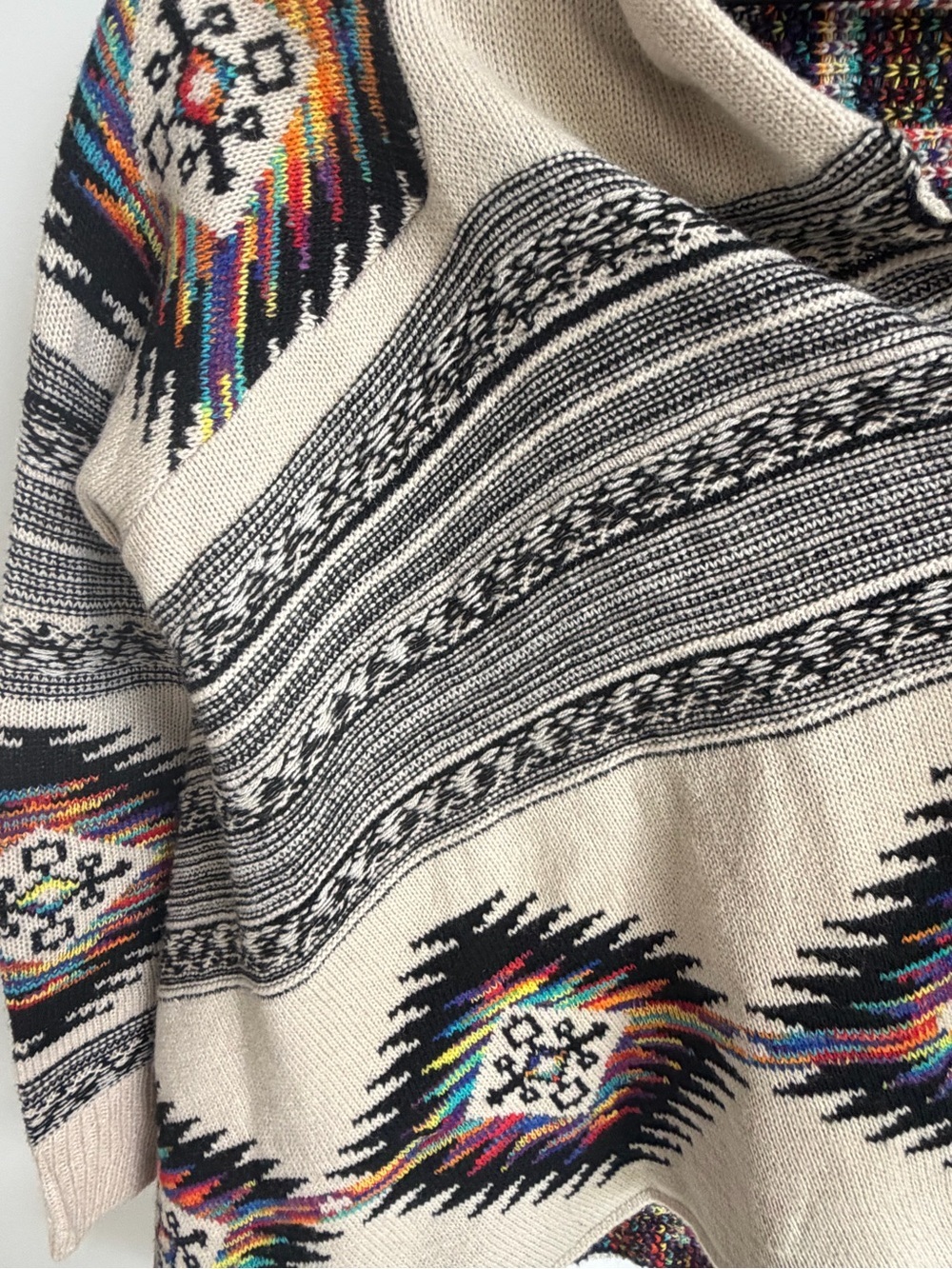 Northern Angel Aztec Southwestern Waterfall Open Front Cardigan Medium Tribal - Picture 5 of 11